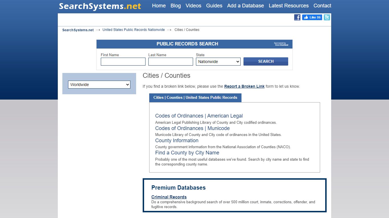 Cities | Counties | United States Public Records