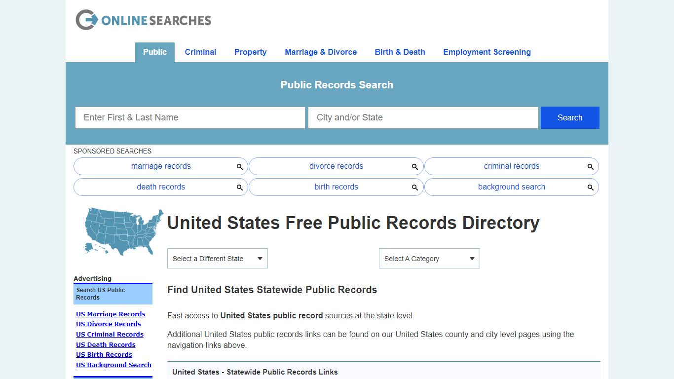 United States Public Records Directory - OnlineSearches.com