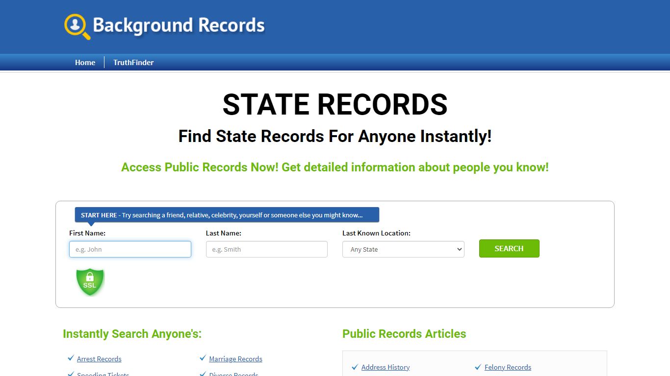 Find State Records For Anyone - Background Records